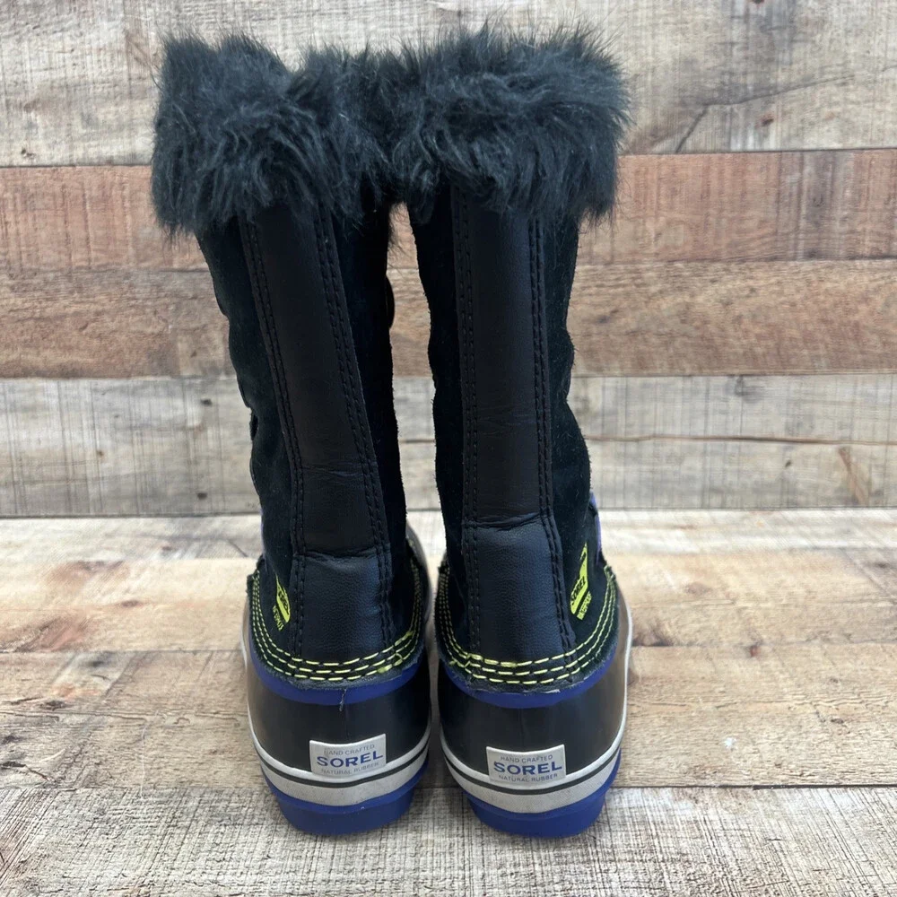 Sorel Waterproof Girls Youth Snow Boots Black/Purple Suede/Rubber Size 6 (38)